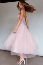 Fayette Strapless Mesh Midi Dress Blush - Image 2