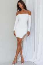 Call On Me Diamante Off-Shoulder Mini Dress White - Image 8
