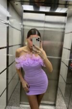 Marietha Organza Frill Neckline Dress Lilac - Image 4