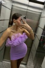 Marietha Organza Frill Neckline Dress Lilac - Image 2