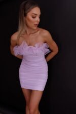 Marietha Organza Frill Neckline Dress Lilac - Image 16