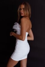 Marietha Organza Frill Neckline Dress White - Image 2