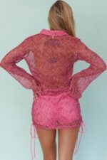 Lexi Long Sleeve Button Top Barbie Pink - Image 4