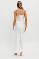 Rose Garden Satin Maxi Skirt White - Image 3