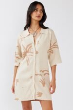 Nalani Button-Up Knit Dress Sand/Wood - Image 6