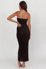 Horizon Strapless Textured Midi Dress Black - Image 3