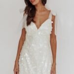 Mykonos Morning Tied Shoulder Sequin Mini Dress White
