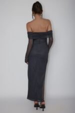 Martinez Off-Shoulder Midi Dress Slate Blue - Image 2