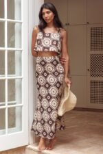 Vitamin Sea Maxi Skirt Floral Brown - Image 4