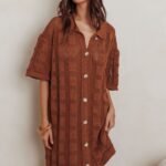 Best Friend Knit Shirt Dress Chocolate