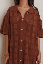 Best Friend Knit Shirt Dress Chocolate - Image 5