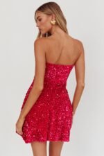 Heart To Heart Strapless Sequin Mini Dress Pink - Image 5