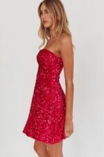 Heart To Heart Strapless Sequin Mini Dress Pink - Image 9