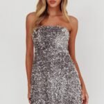 Heart To Heart Strapless Sequin Mini Dress Silver