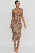 Meet Up Elastic Waist Midi Skirt Leopard - Image 2