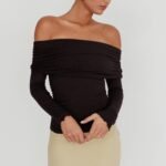 Ricki Off-Shoulder Long Sleeve Top Black
