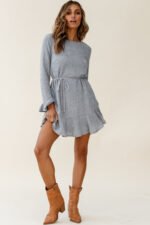 Montville Long Sleeve Knit Dress Grey