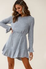 Montville Long Sleeve Knit Dress Grey - Image 5